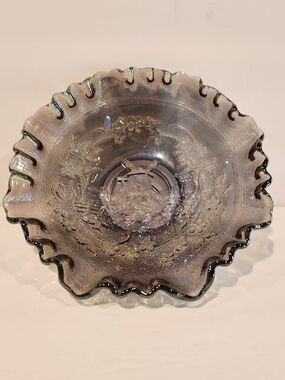 Antique Iridescent Glass Decorative Bowl Imperial Carnival Glass